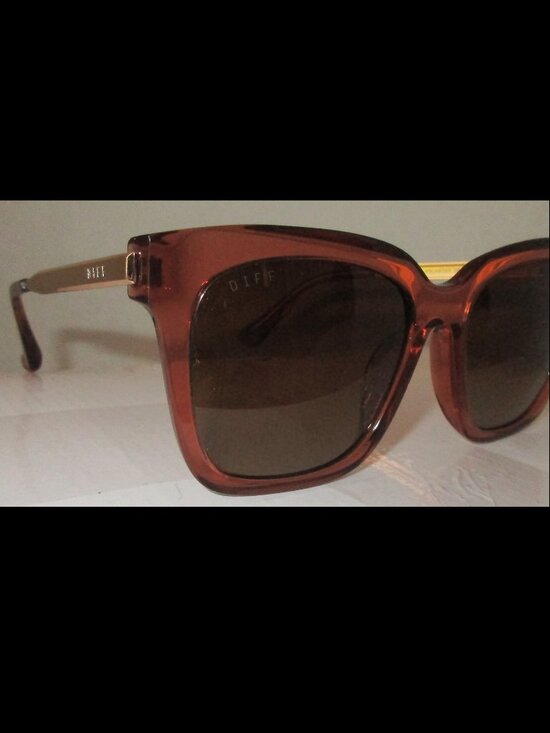 Diff Eyewear Bella Oversized Square Amber Polarized Sunglasses